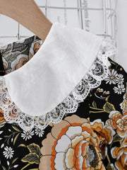 Baby Girls Floral Dress with Long Sleeve and Doll Collar