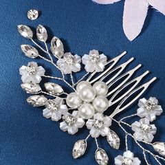 Rhinestone & Pearl Hair Comb Wedding Headwear