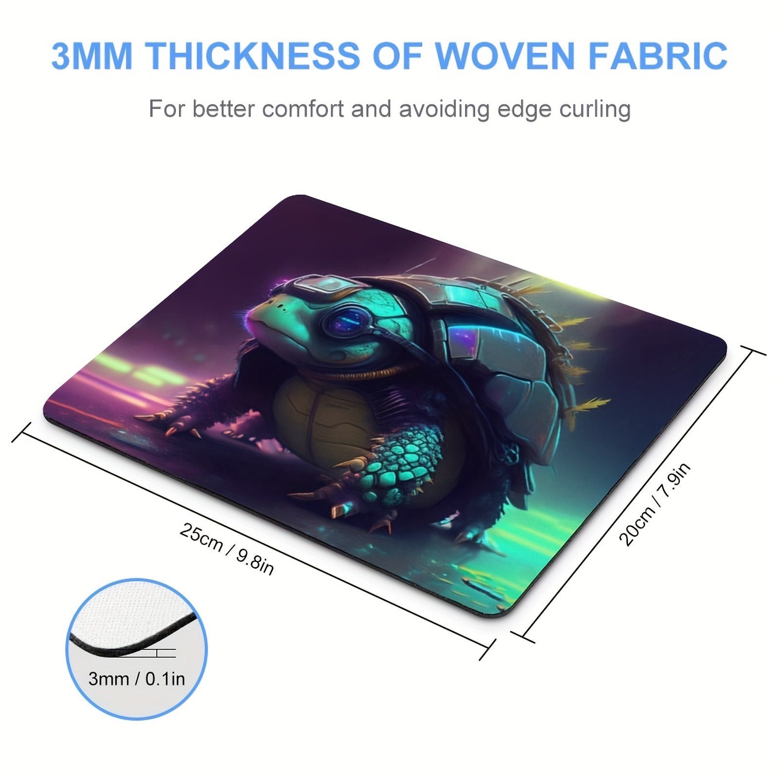 Cyber Style Turtle Mouse Pad - Non-Slip Rubber Pad