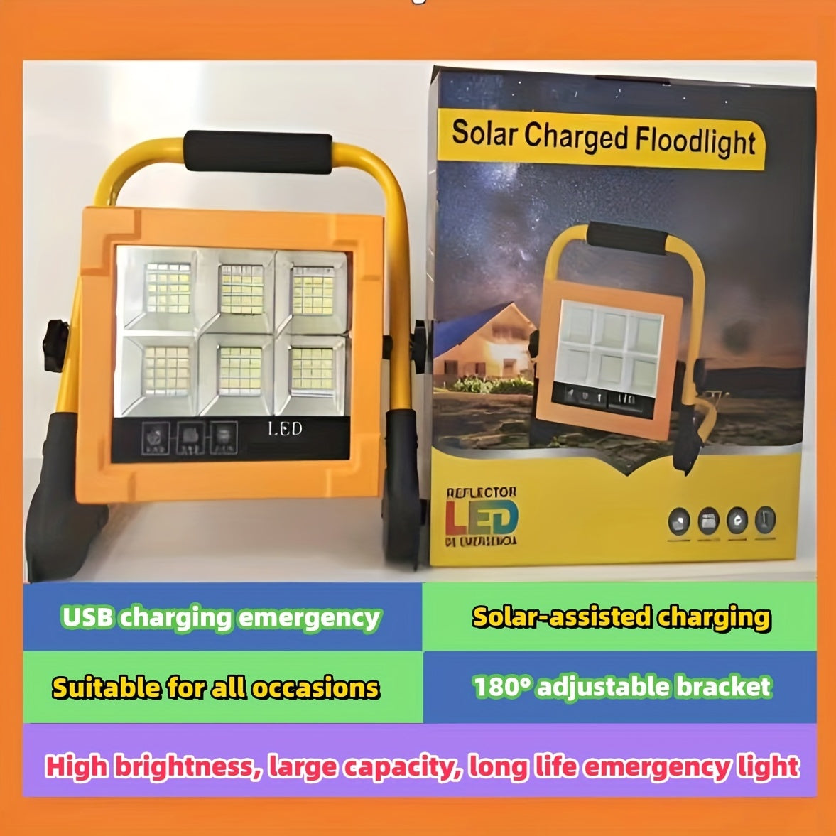 9000mAh Solar Charging Emergency Working Light Handle High Brightness