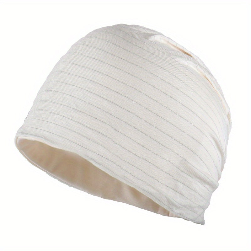 Solid Stripe Soft Beanies Lightweight Elastic Cotton Blend Beanie Skull Cap