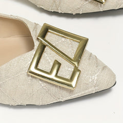 Women's Pointed Toe Ballet Flats Metal Decor Slip On Shoes