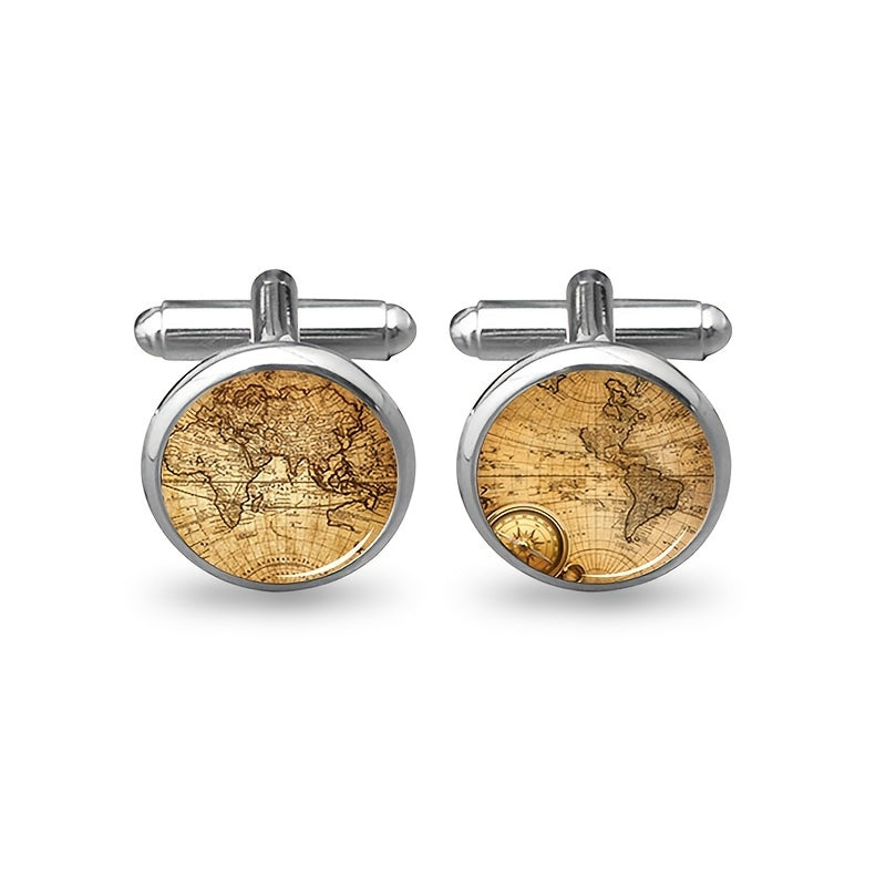 World Map Cufflinks Vintage Cufflinks For Gift