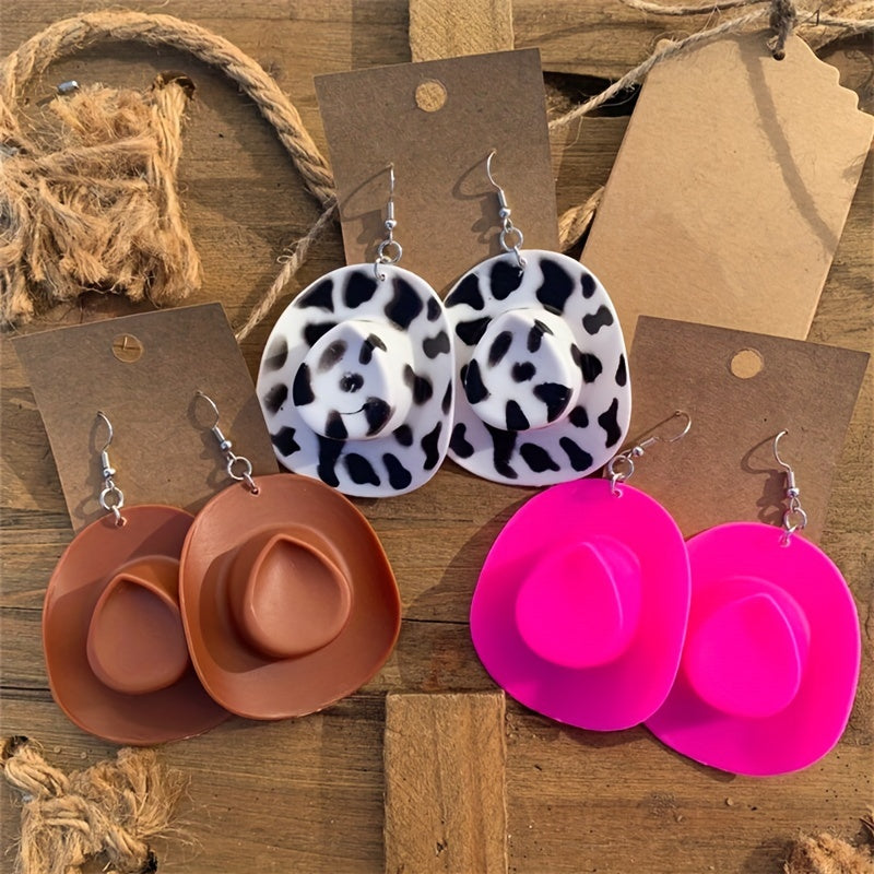 Creative Disco Cowboy Hat Earrings Party Accessories