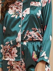 Floral Print Pajama Set Long Sleeve Top & Pants