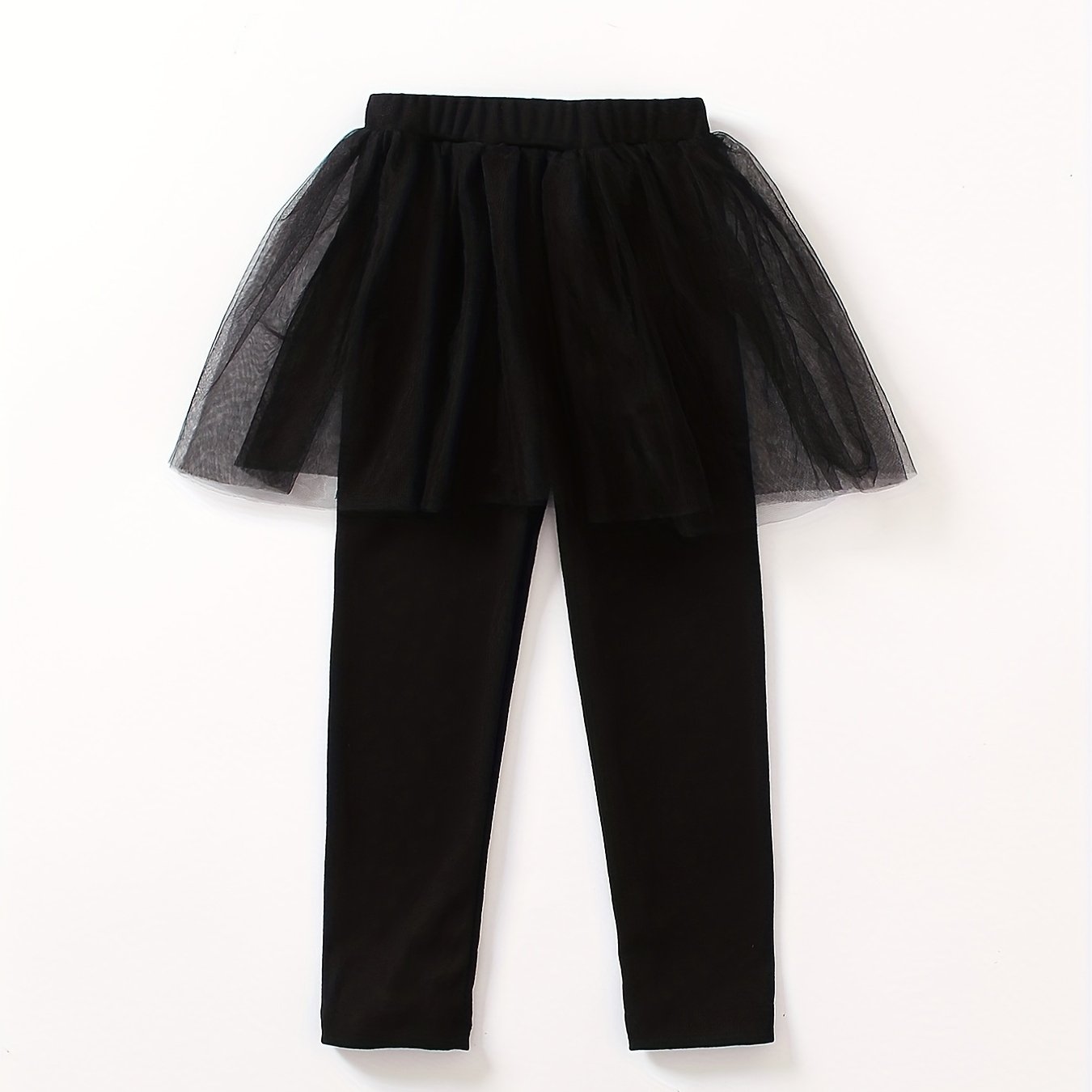 Toddler Girls One piece Pants Solid Trousers Matching Mesh Short Skirt