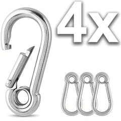 4pcs Heavy Duty 304 Stainless Steel Carabiner Clips 6.05cm 60kg Load Capacity