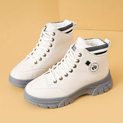 Women's Thick Sole Lace up Ankle Boots Non slip Platform Sneakers