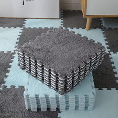 12pcs Plush Puzzle Foam Floor Mat Bay Window Mat Seat Mat Square