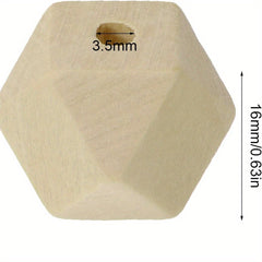 50PCS Faceted Geometric Wood Beads Natural DIY Wooden Spacer Beads