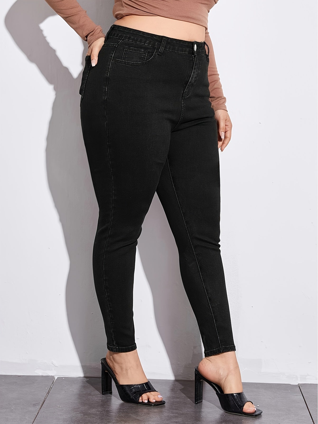 High Rise Skinny Jeans Women's Plus High Stretch Casual Denim