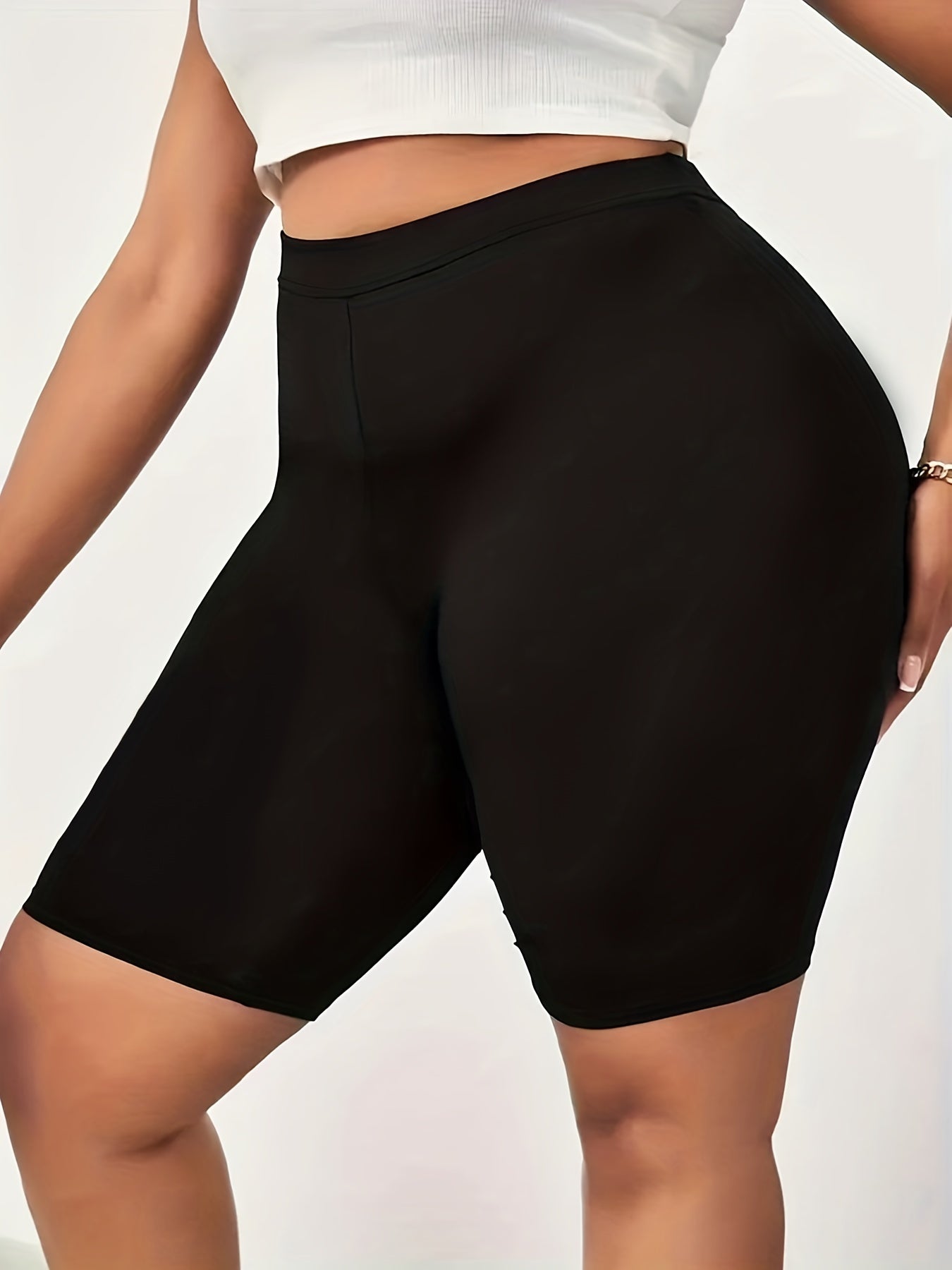 Casual Shorts Women's Plus Solid Soft Biker Shorts