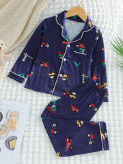 Boys Cartoon Car Print Pajama Set