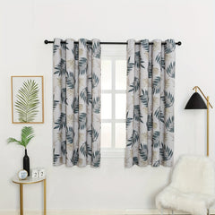 Tropical Leaf Pattern Curtain, Thermal Insulated Window Draperies for Home Deco