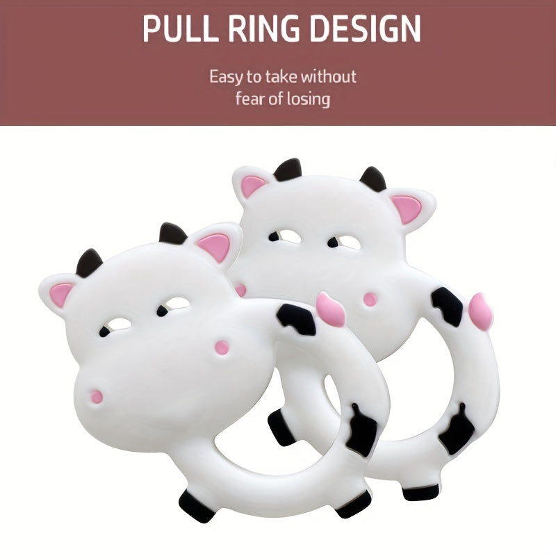 Silicone Baby Teether Toy Baby Cow Chew Teething Relief Toy For Sucking Needs