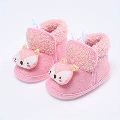 Baby Boys Cartoon Soft Warm Fleece Boots - Indoor Walking Shoes