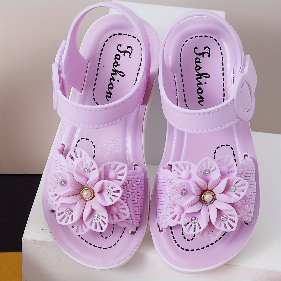 JIAGEYA Flower Solid Sandals for Baby Girls - Breathable Non-slip Sandals