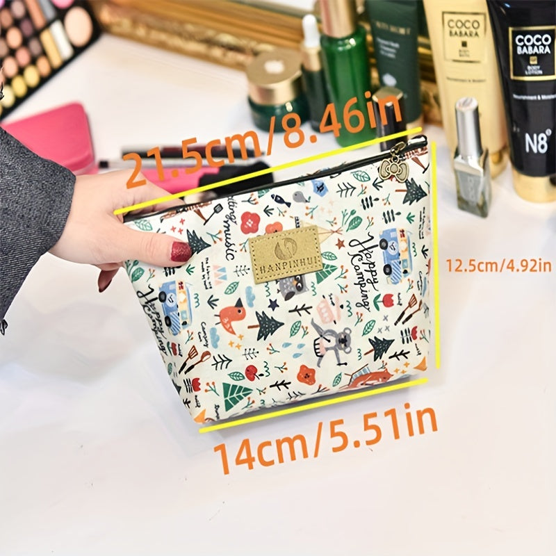 Cartoon Clutch Makeup Bag Portable Roomy Zipper Toiletry Bag Girls Women