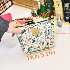 Cartoon Clutch Makeup Bag Portable Roomy Zipper Toiletry Bag Girls Women