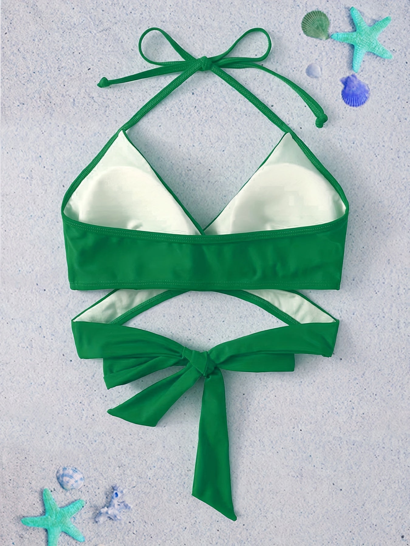 Criss Cross Surplice V Neck Halter Bikini Top