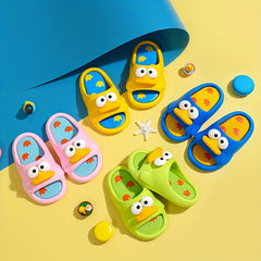 Girls Cartoon Duck Open Toe Slippers Non-Slip Lightweight Indoor Slippers