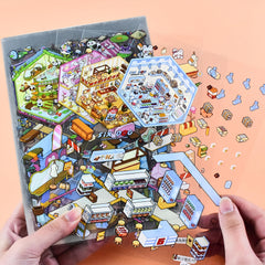 50pcs Mini House Scene Stickers Book Kapibala Cover DIY Scrapbook Decals