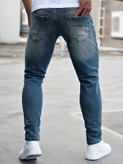 Slim Fit Ripped Jeans Men's Casual Street Style Denim Pants