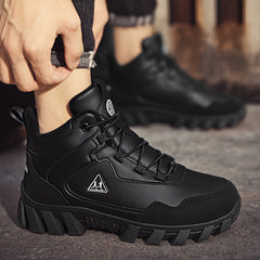 Faux Leather Snow Boots Round Toe High Top Thermal Snow Shoes