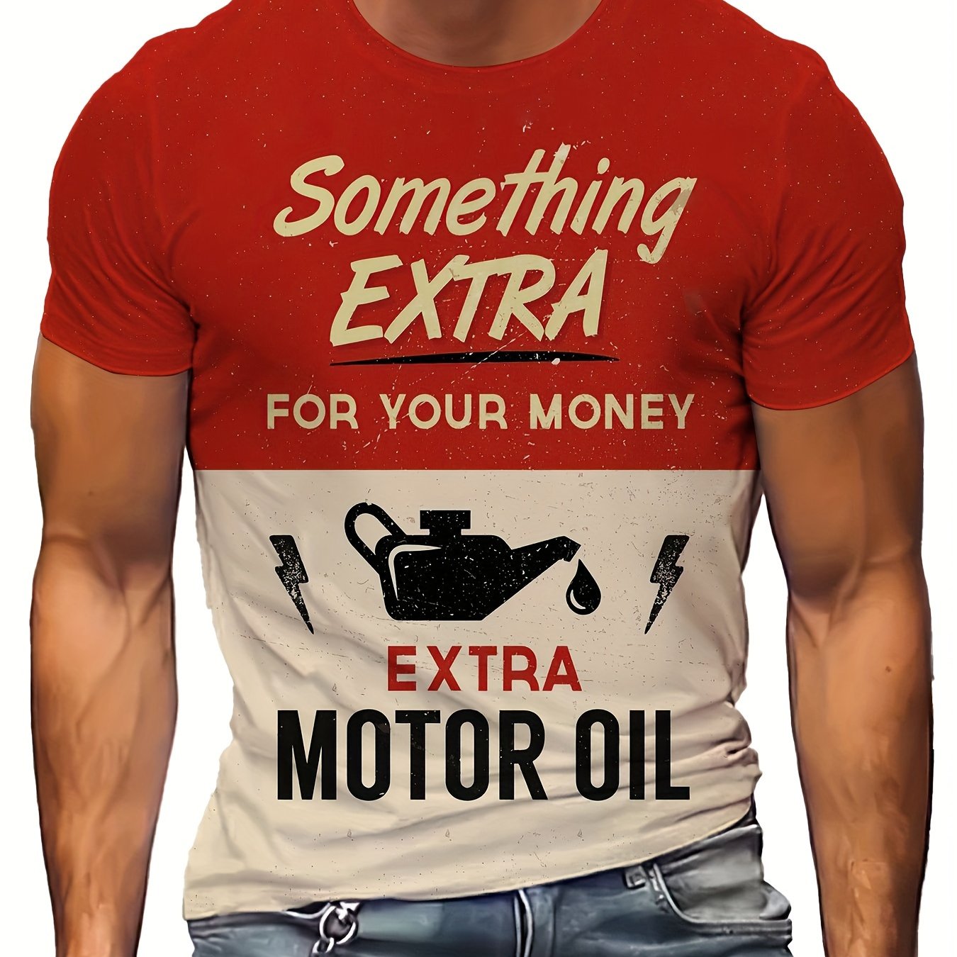 Men's 3D Print Tee Shirt Summer Casual Stretch Round Neck