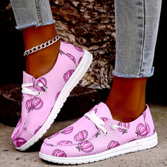 Women's Pumpkin Printed Canvas Shoes Low Round Toe Halloween Shoes