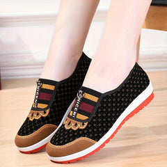 Women's Retro Print Flat Shoes Winter Warm Walking Shoes