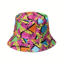 Cartoon Geometric Graffiti Bucket Hat Foldable Sun Hat