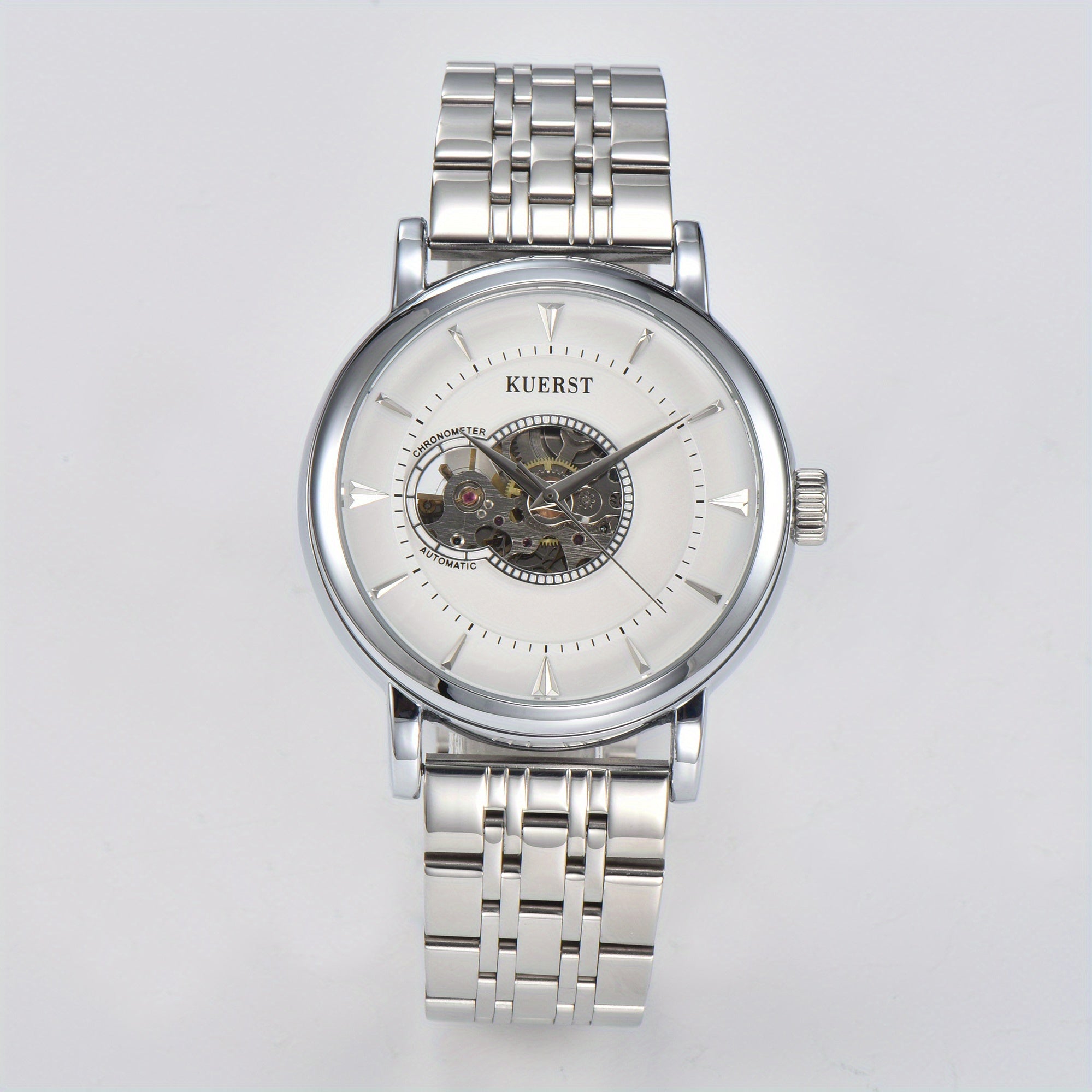 KUERST Men's Steel Belt Mechanical Watch - Butterfly Buckle, Gourd Shaped Dial