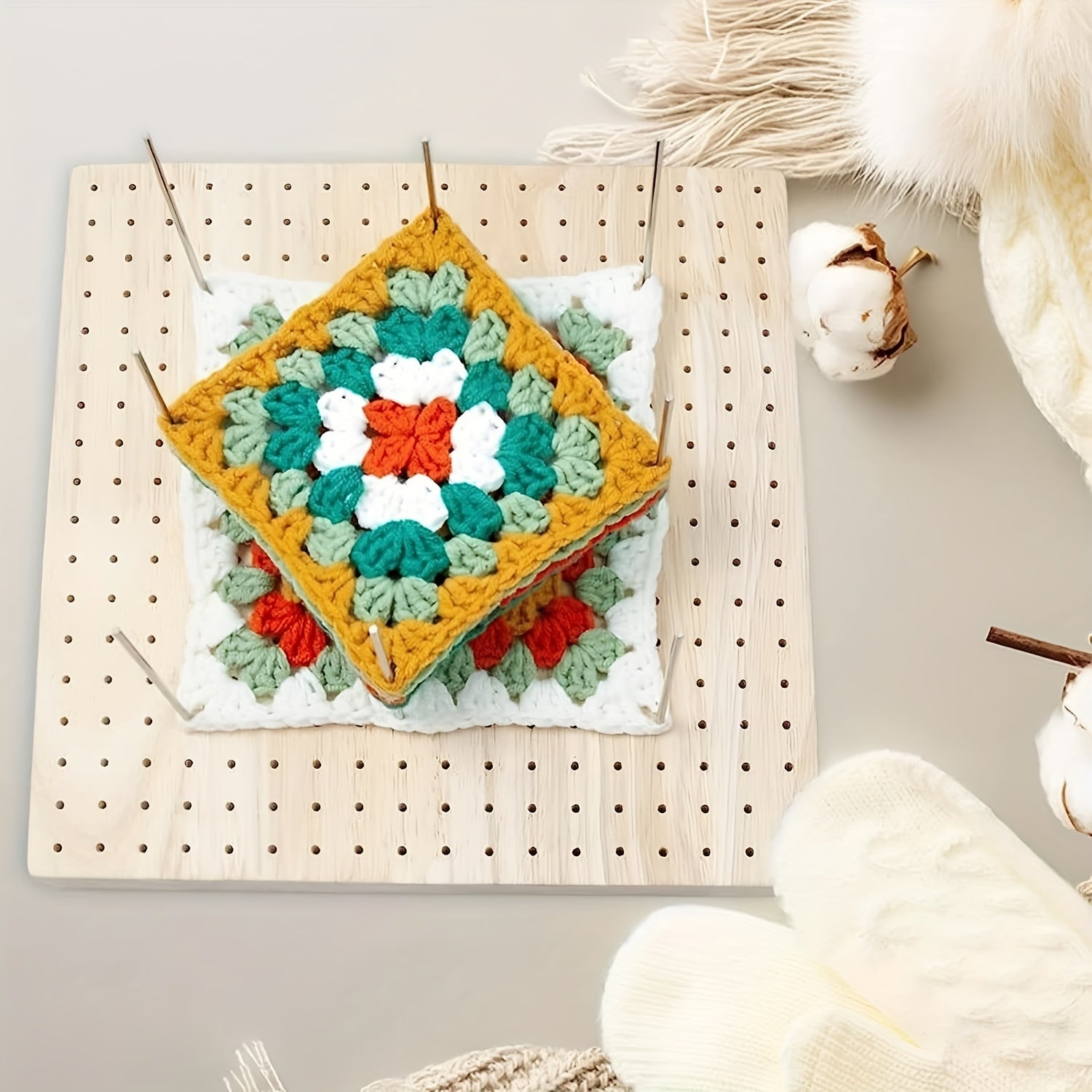 Wooden Crochet Blocking Board Set with Pins for Knitting