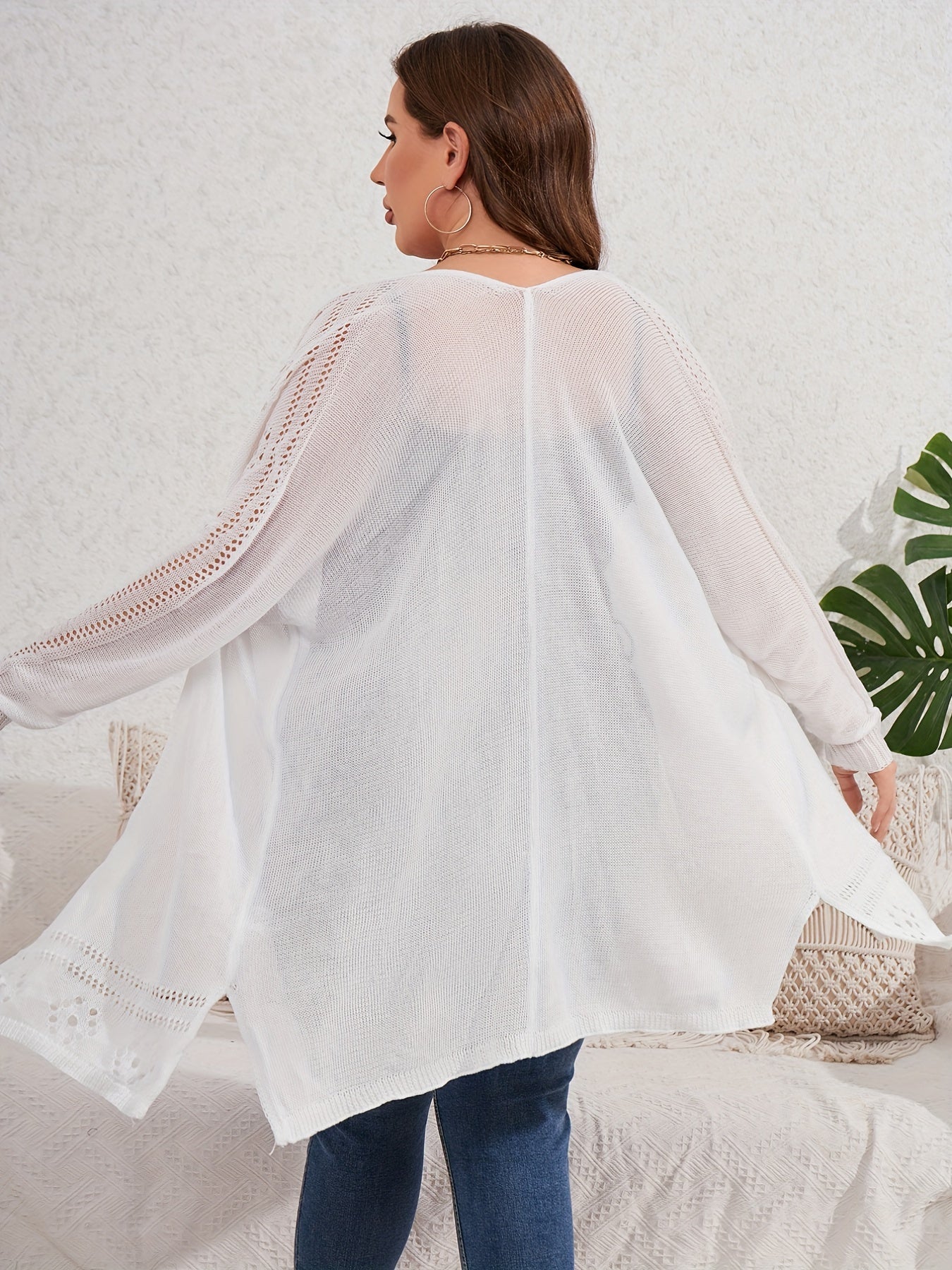 Long Sleeve Eyelet Embroidered Cardigan