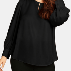 Lantern Sleeve Blouse Women's Casual Solid Blouse