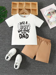 Boys Love Dad T-shirt & Shorts Set Casual Kids Summer Clothes