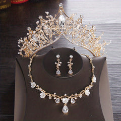 Baroque Crystal Bridal Jewelry Set Tiara Crown Earring Necklace