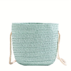 Kids Straw Woven Shoulder Bag Handbags Mini Coin Purse For Girls