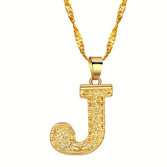 Golden A Initial Necklace Stainless Steel Alphabet Pendant