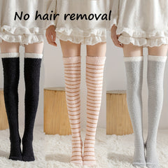 Fuzzy Thigh High Socks Over The Knee Warm Stockings