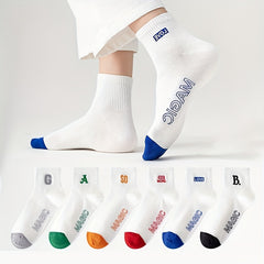 6 Pairs Letter Print Sports Short Socks Women's Stockings