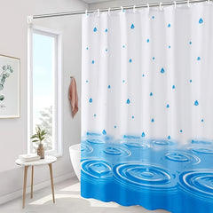 Yellow Lemon Pattern Shower Curtain With 12 Hooks