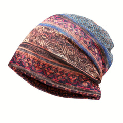 Bohemian Style Pattern Beanie Hat for Outdoors