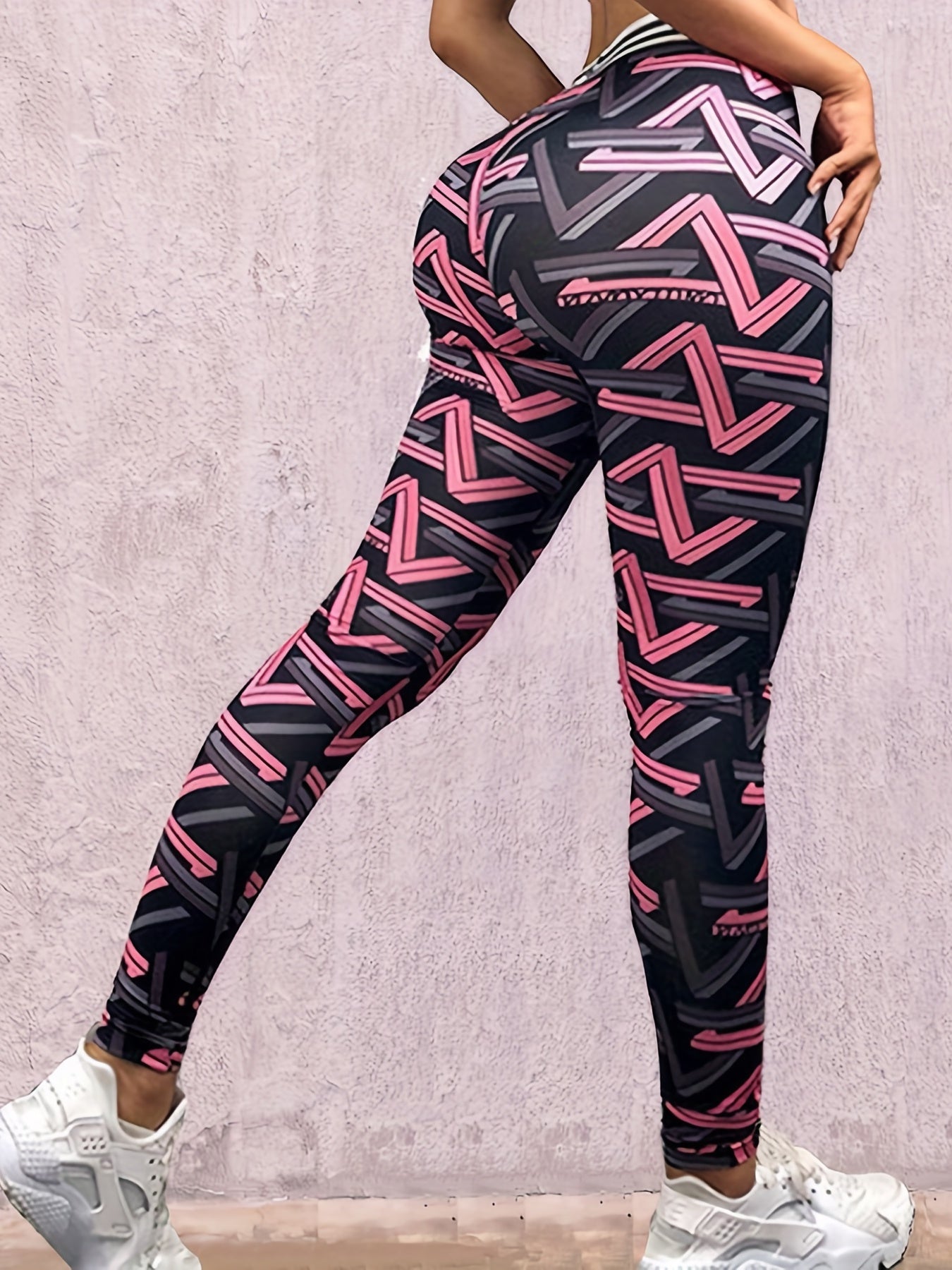 3D Geometric Print Yoga Leggings High Waist Slimming Sports Pants