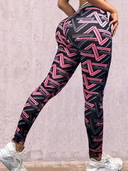 3D Geometric Print Yoga Leggings High Waist Slimming Sports Pants