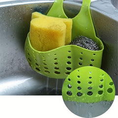 Adjustable Sink Storage Holder with Hanging Drain Basket for Kitchen Accessories