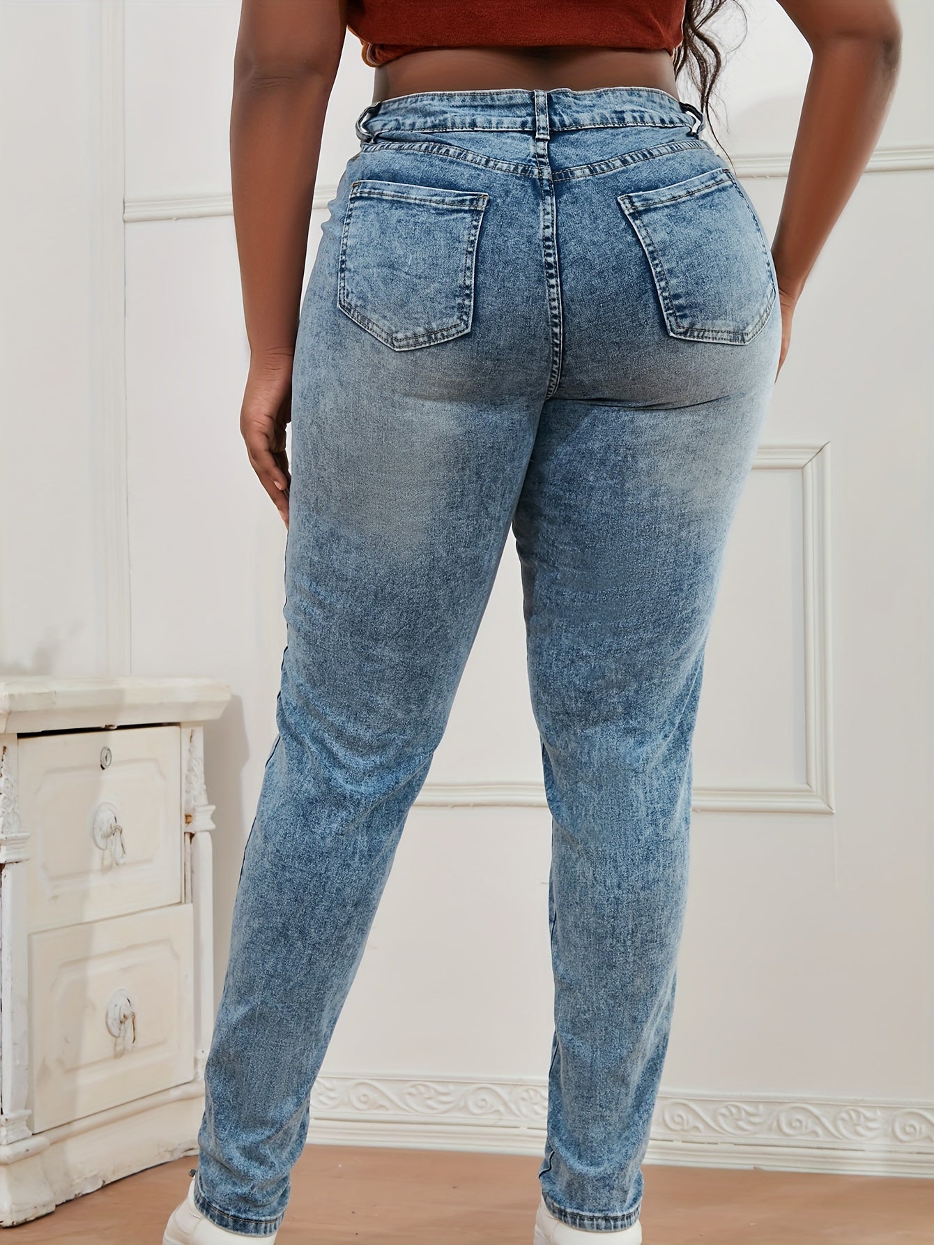Stretch Ripped Jeans, Button Fly