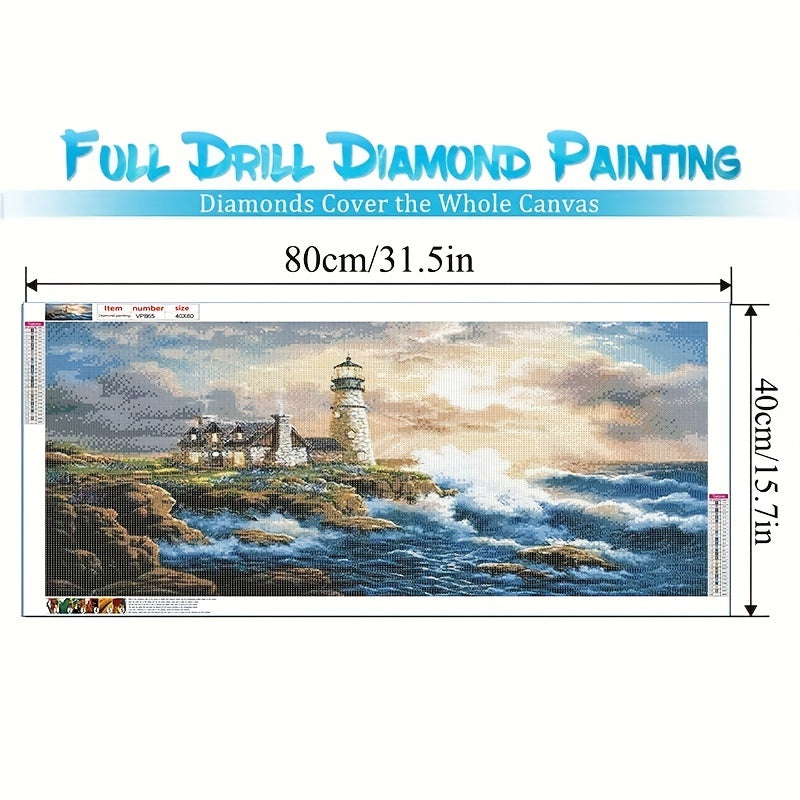 5D Lighthouse Diamond Painting Set - DIY Full Round Crystal Rhinestone Embroider
