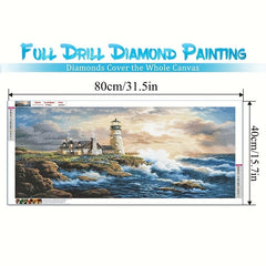 5D Lighthouse Diamond Painting Set - DIY Full Round Crystal Rhinestone Embroider